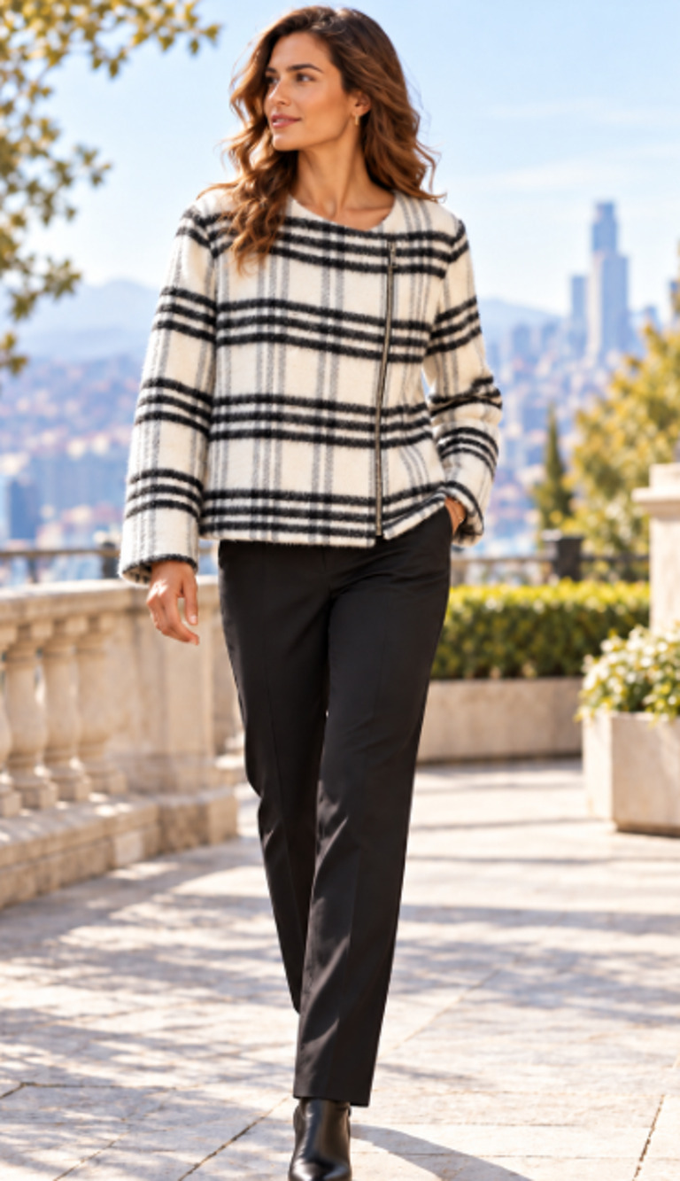 Talbots 20W plus Wool bld Jacket Coat Women heavy winter plaid asymmetrical